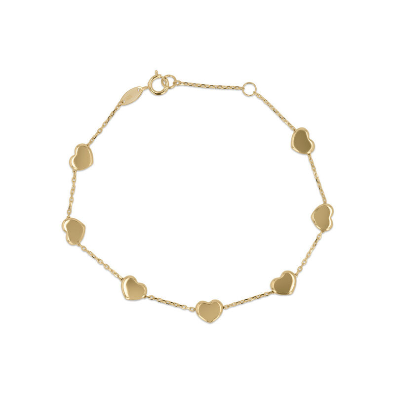 Pulsera De Oro Amarillo 14k Con Corazones-18.5c... image number null