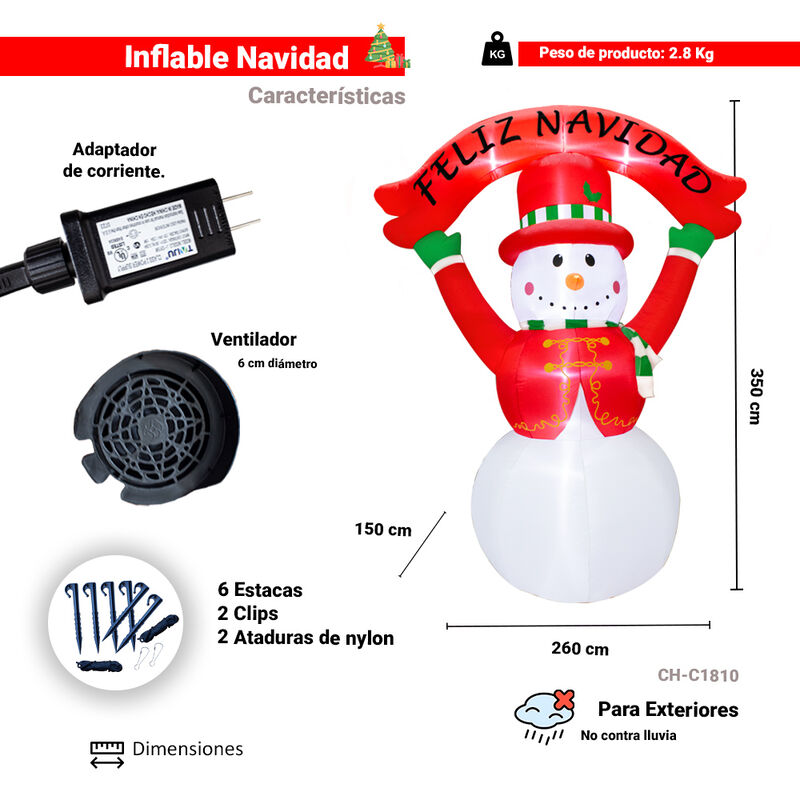 Inflable Navide&ntilde;o Bola de Nieve Jumbo 3.50 M co... image number null