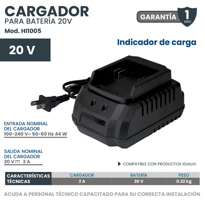 Cargador Bateria 20v Ion Litio Igoto Hi1005 image number null
