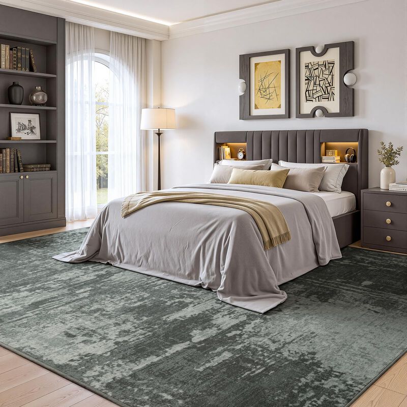 Alfombra De &Aacute;rea Merelax 150x183 Cm Gris Lavabl... image number null
