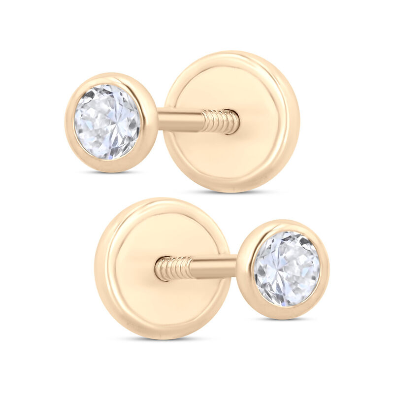 Broqueles De Oro Amarillo 14K Con Zirconia (3 M... image number null