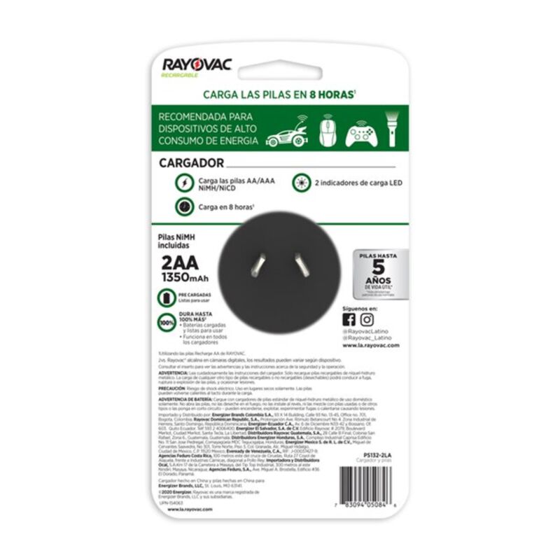 Cargador Pilas Rayovac Ps132-2la 2aa Led Indica... image number null