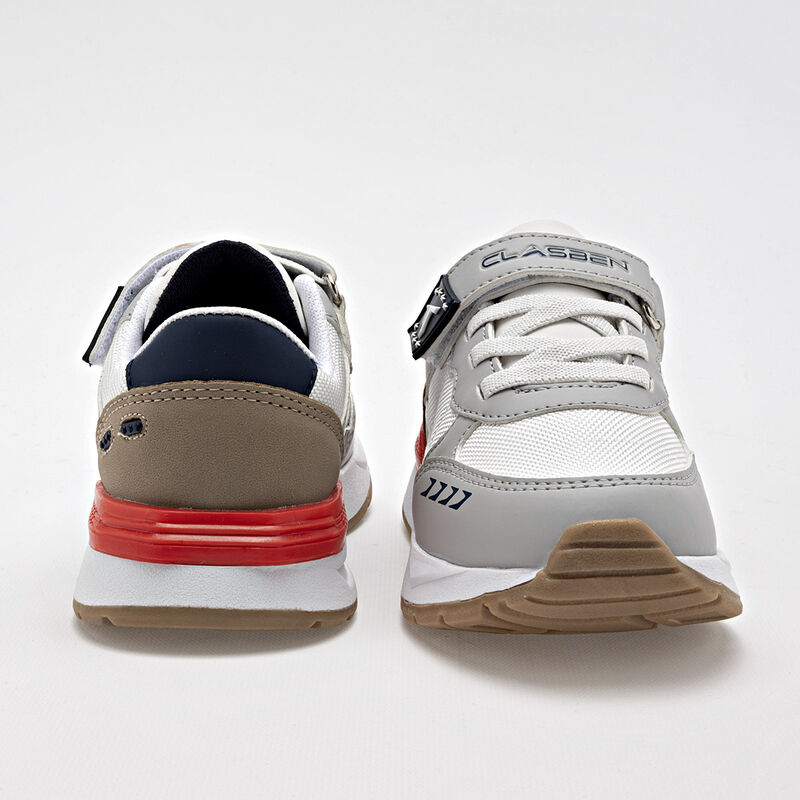 Clasben Tenis urbano para ni&ntilde;o blanco gris came... image number null