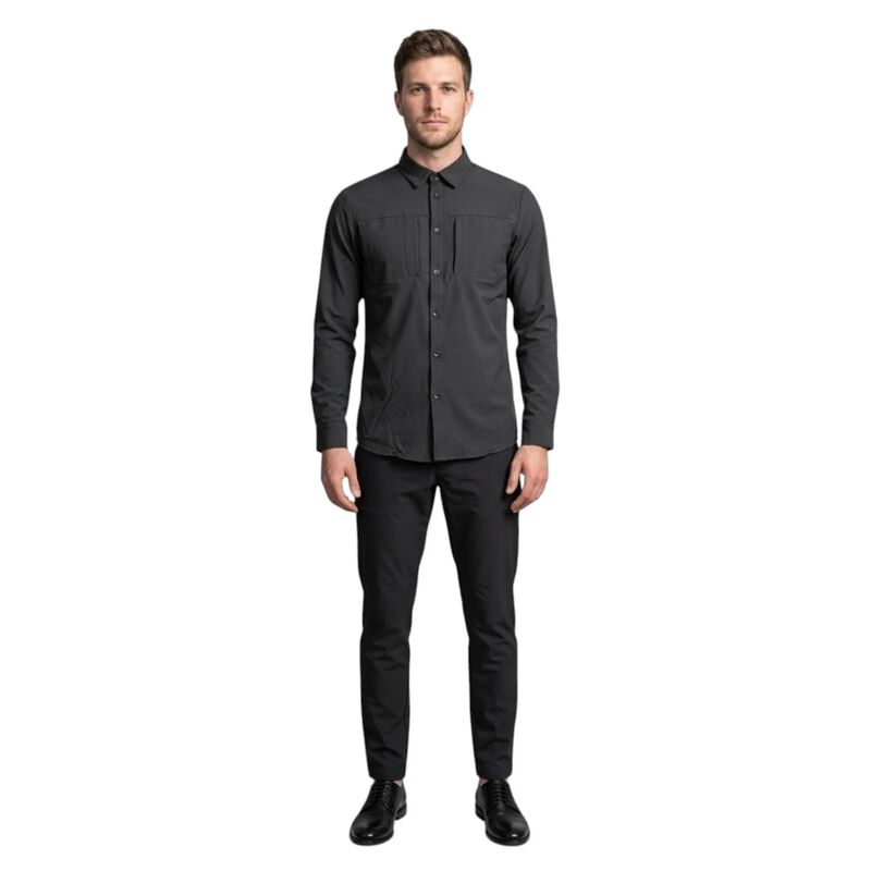 Atlo Camisa Lisa Manga Larga Black Para Hombre image number null