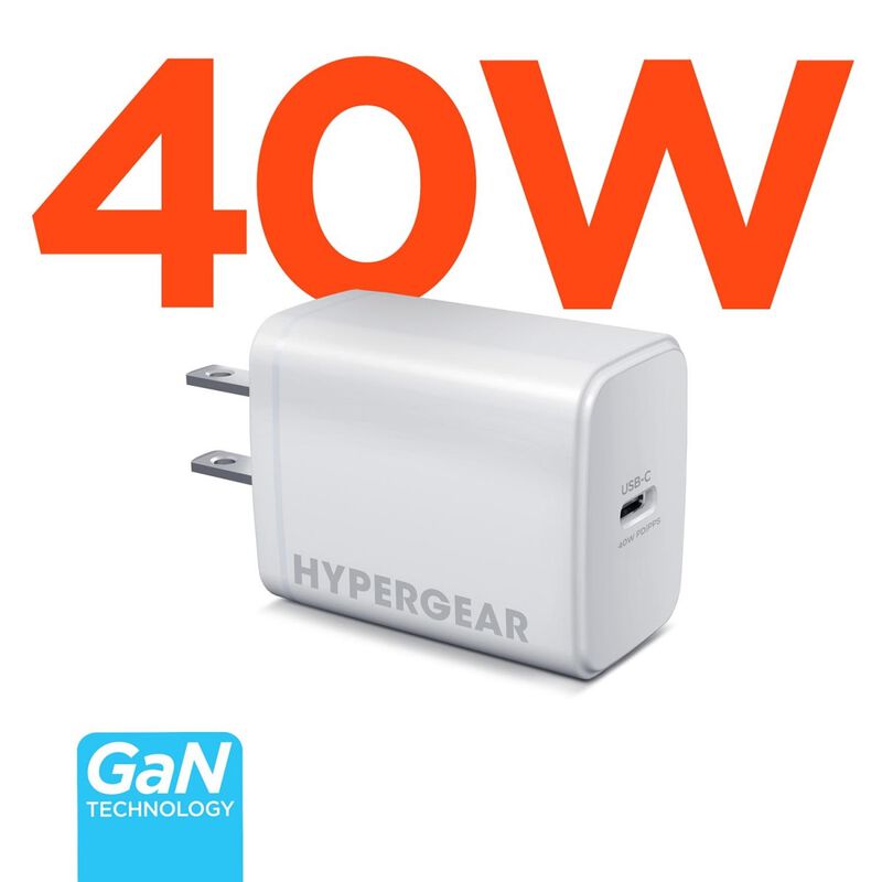 Cargador r&aacute;pido AC HYPERGEAR USB-C PD 40W GaN P... image number null