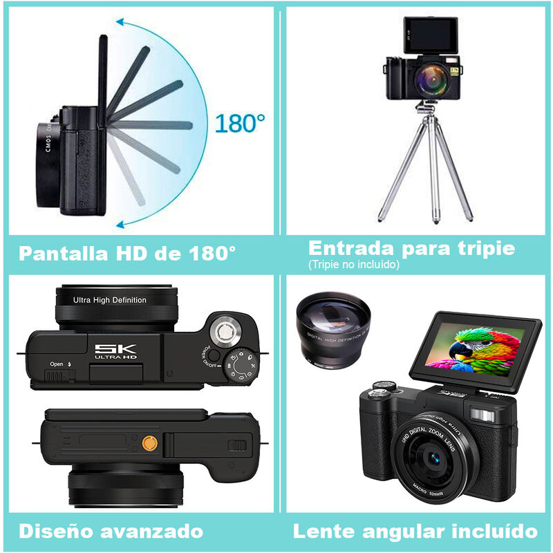Cámara Digital Dsrl Vak 3500 Lcd 3' 64mp App Le... image number null