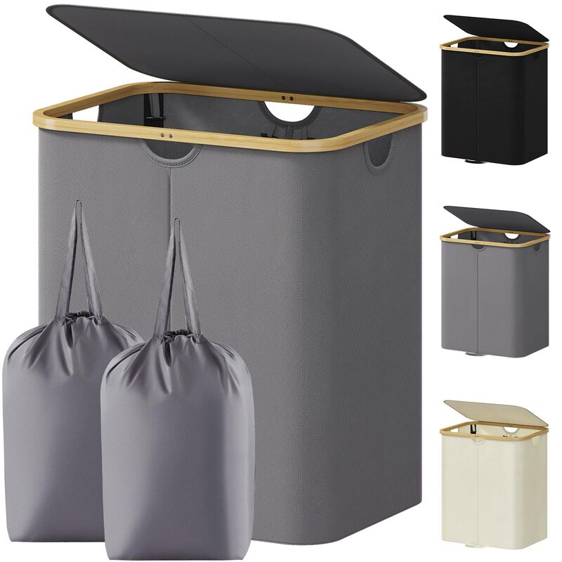 Cesto de ropa Lifewit 120 l gris con bolsa extr... image number null