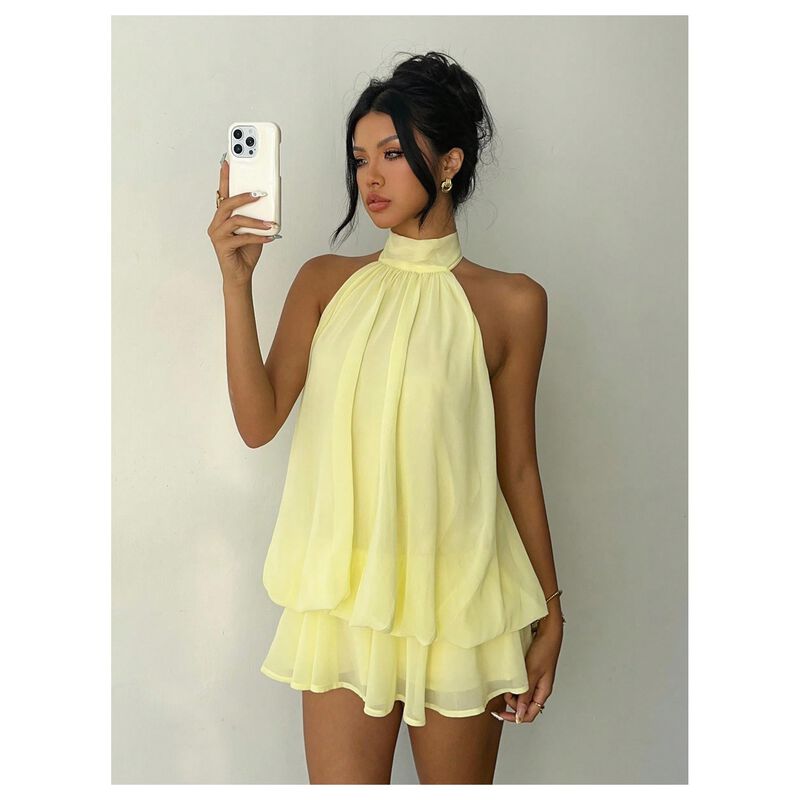 Vestido Mini Verdusa Chiffon Escote Halter image number null