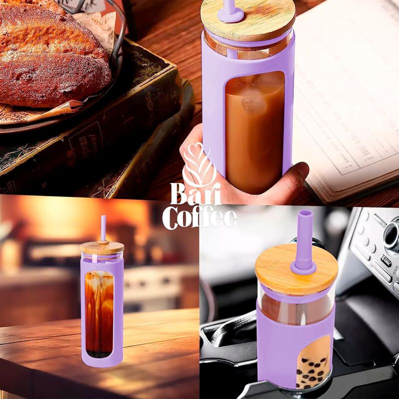 Vaso T&eacute;rmico de Vidrio para Agua con Popote y F... image number null