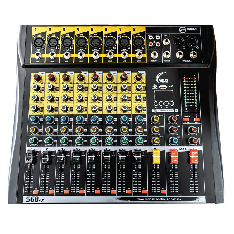 Melo Spm SG8FX Mezcladora 8 Canales Con USB Blu... image number null
