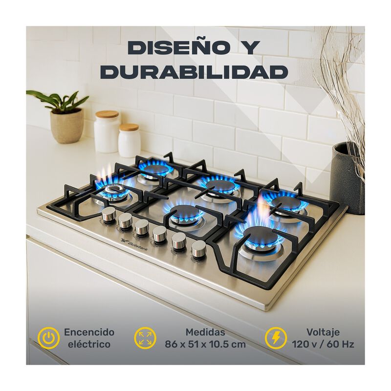 Parrilla Gas 6 Quemadores Empotrable Acero Inox... image number null