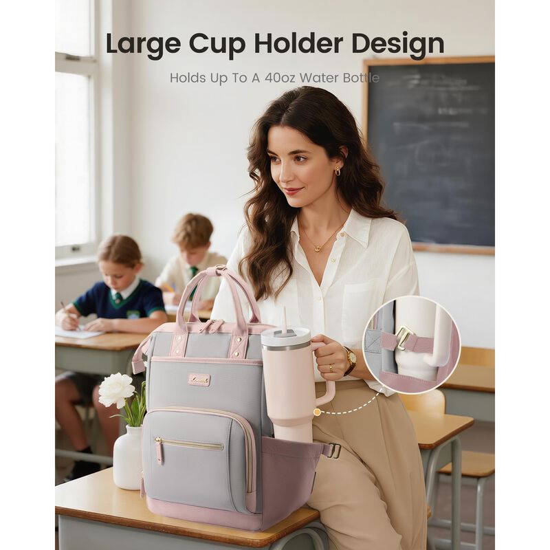 Mochila Lovevook 15.6" Gris-Rosa Impermeable co... image number null