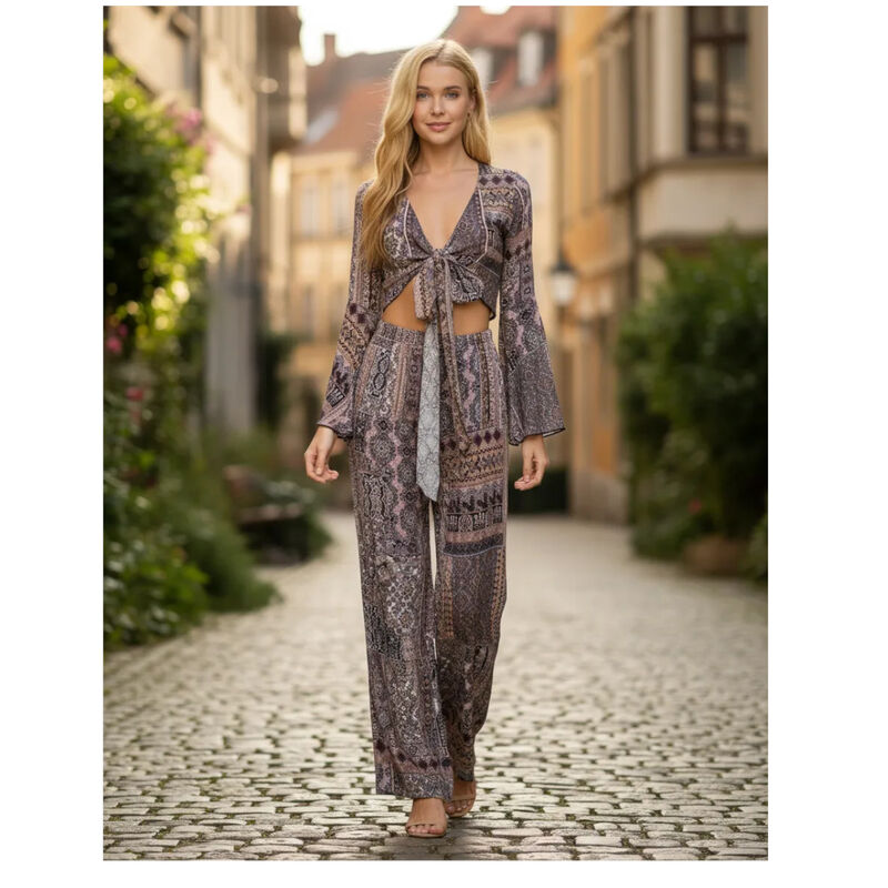 Palazzo Ligero con top corto al Frente y moño c... image number null