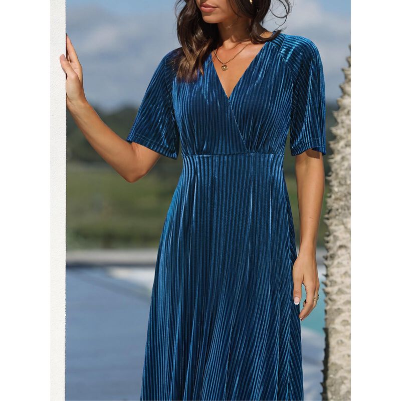 Vestido Maxi de Terciopelo Sissyaki Azul XL con... image number null