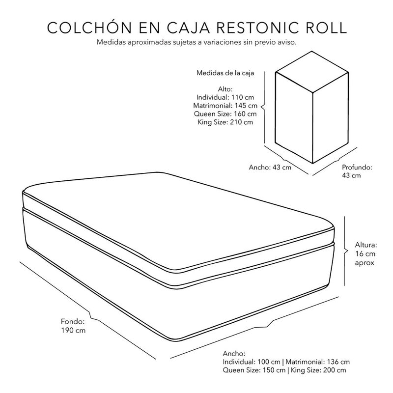 Colchón Queen Size Restonic Roll+Protector Spri... image number null