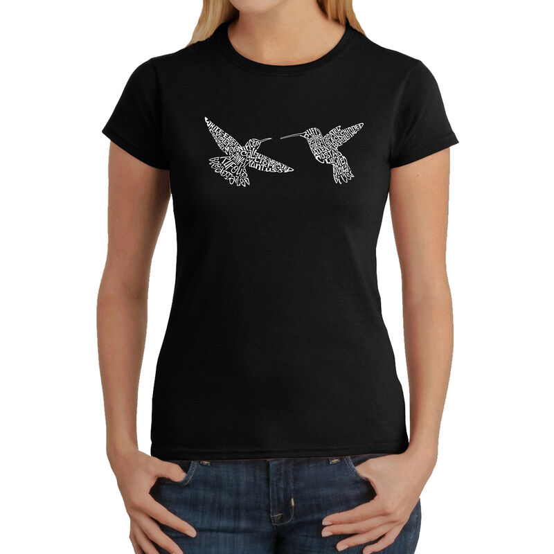 Camiseta Word Art Para Mujer - Colibr&iacute;es- NEGRO image number null