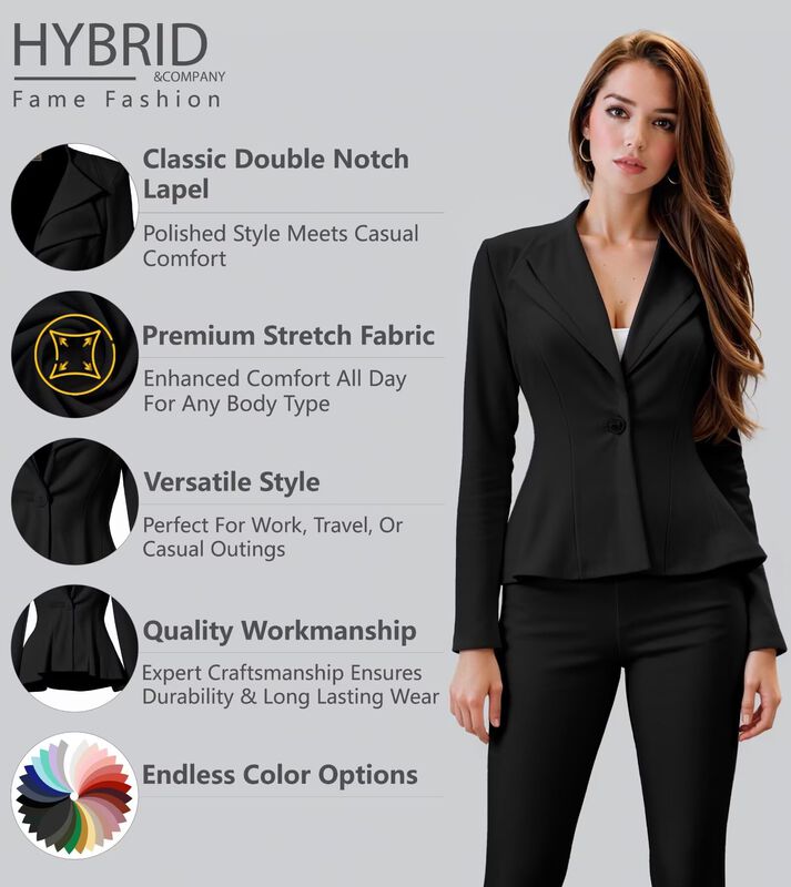 Blazer Femenino Hybrid & Company Jk43864 Negro ... image number null