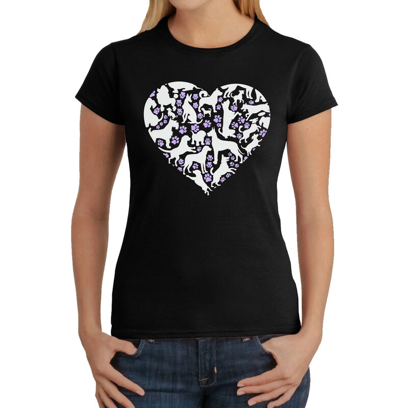 Camiseta Word Art Para Mujer - Coraz&oacute;n de Perro... image number null