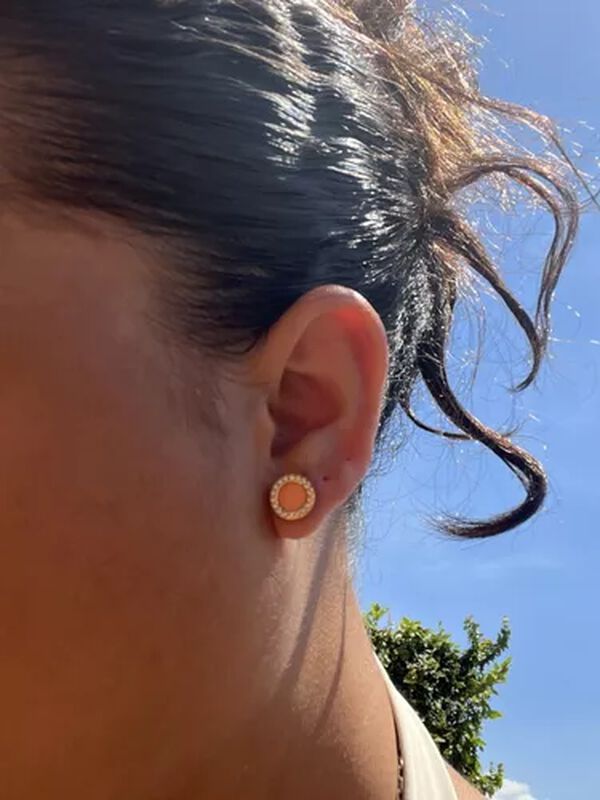 ARETES OCEAN COLOR NARANJA CON ZIRCIONIAS image number null