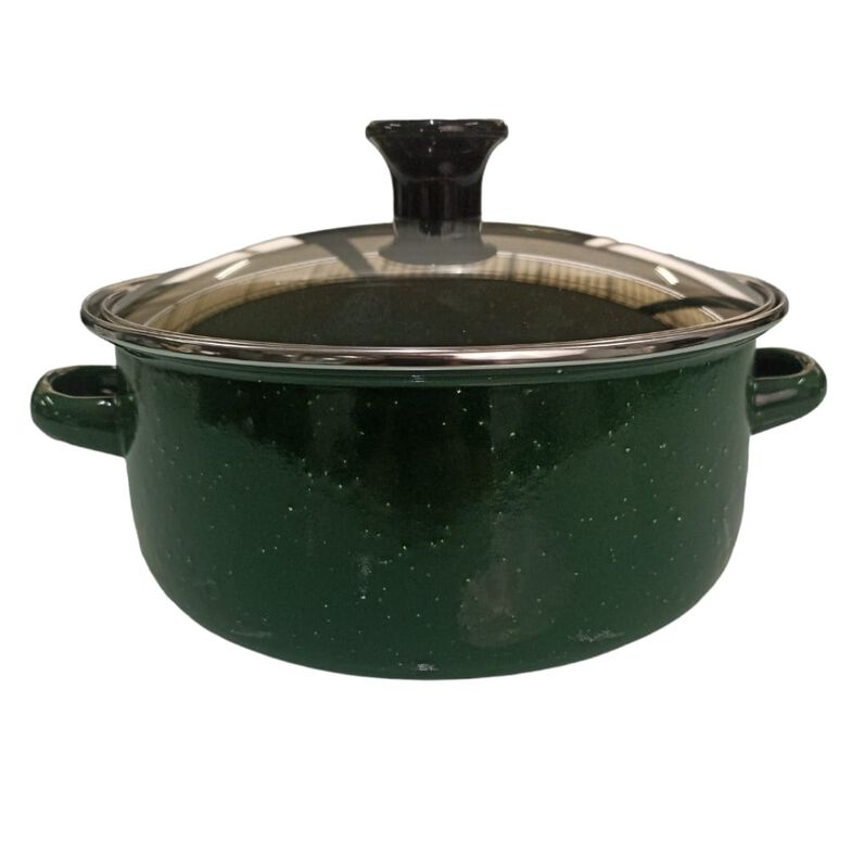 Juego de ollas de Peltre  verde con tapa 6 pz I... image number null