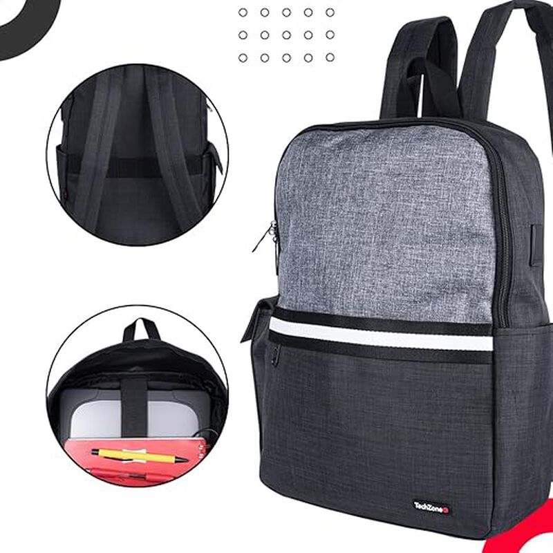 Mochila TechZone Negro con Gris Modelo GLAD Por... image number null