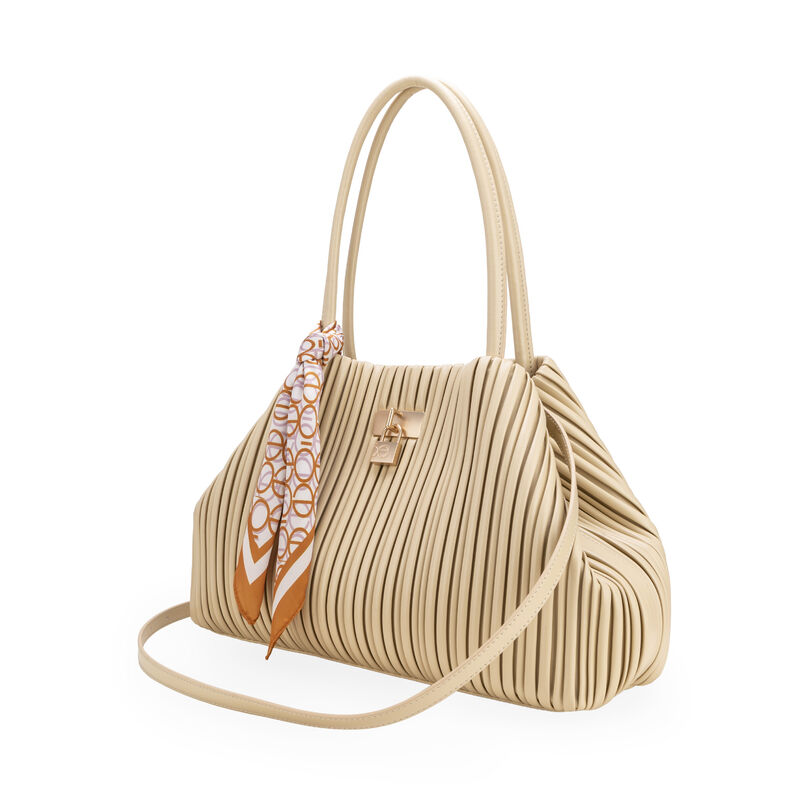 Bolsa Tote Grande Look Blisado Color Beige image number null
