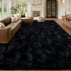 Alfombra Mugorn 254 cm X 356 cm Negra De Pelo Largo Para Sala De Estar