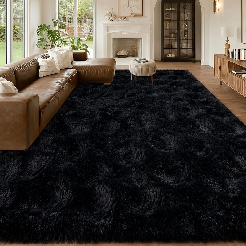 Alfombra Mugorn 274 cm x 366 cm Negra De Pelo L... image number null