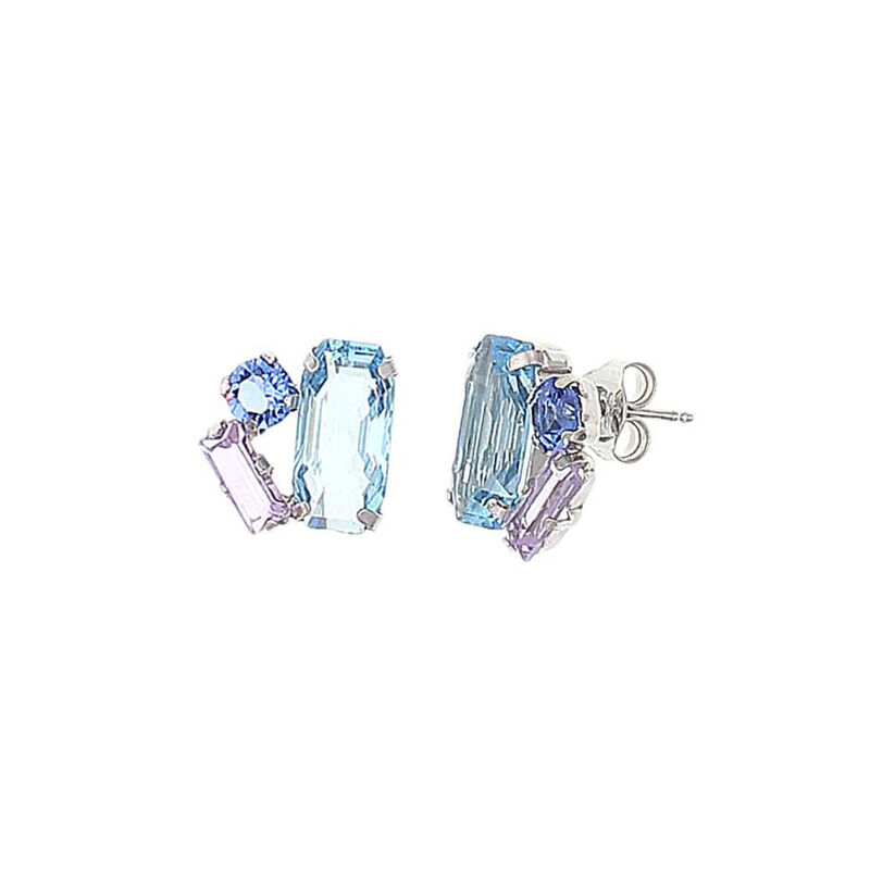 Aretes De Plata 925 Con Zirconias De Colores image number null