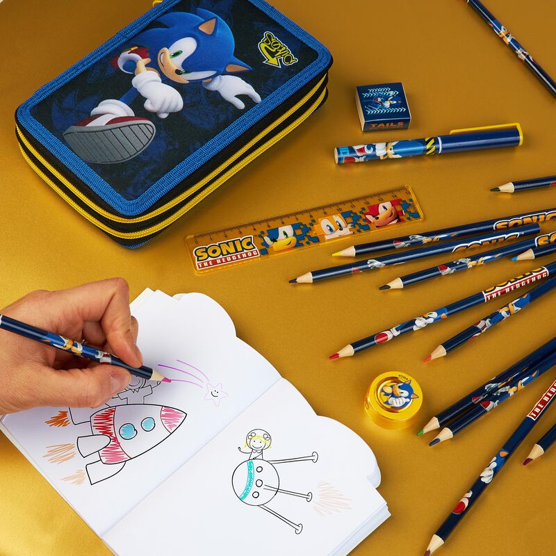 Estuche Para L&aacute;pices Sonic The Hedgehog Con Pap... image number null