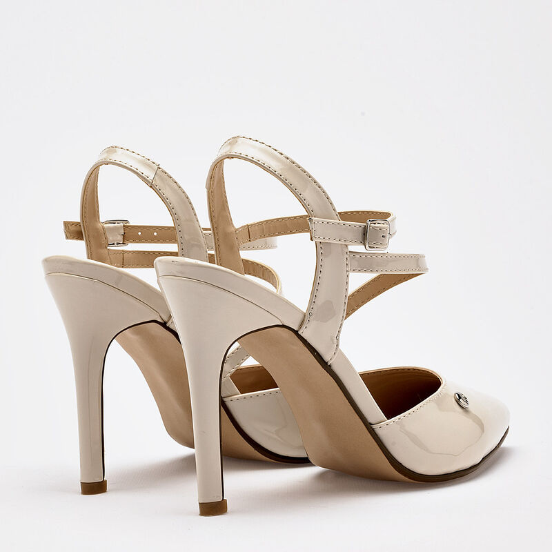 Moramora zapatilla para mujer beige charol cod ... image number null