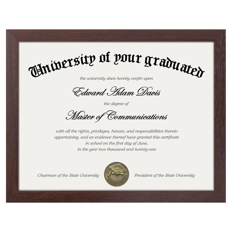Marco De Certificado Upsimples 21x28 Cm Marr&oacute;n ... image number null