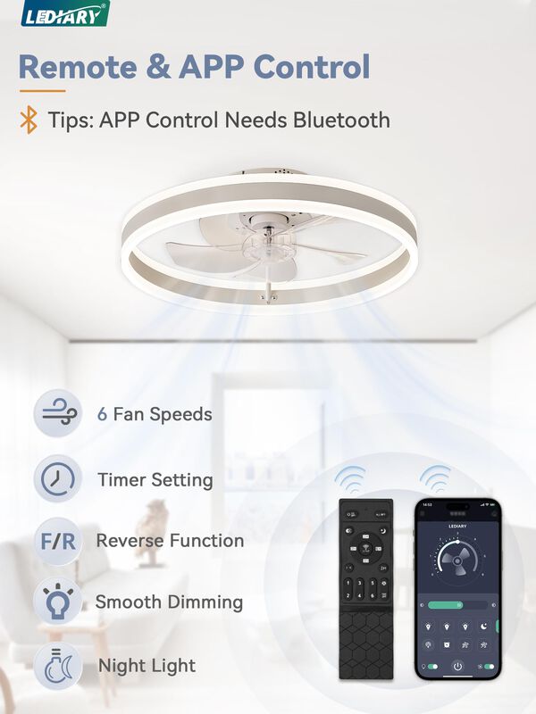 Ventilador De Techo Lediary 50 Cm Regulable Bla... image number null
