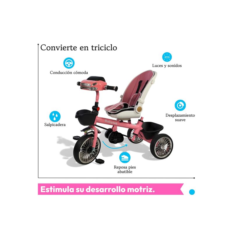 Triciclo Evolutivo 3 En 1 Con Bast&oacute;n Direcciona... image number null