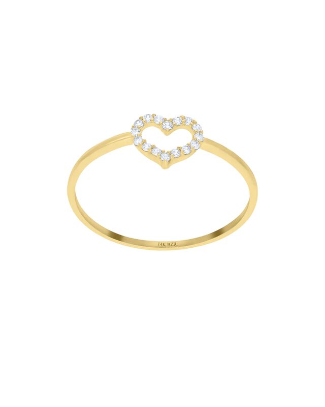 Anillo De Corazon De Oro Amarillo 14k Con Zirco... image number null