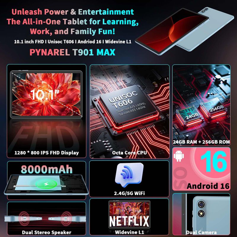Tablet Pynarel 25 cm 24 gb+256 gb+2 tb Android ... image number null