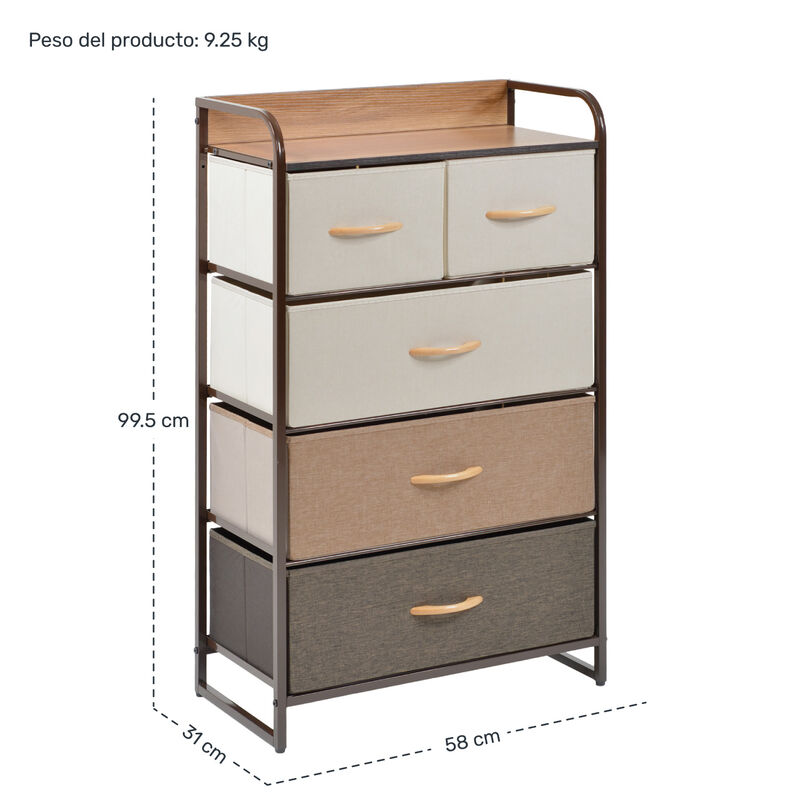 Mueble Buro Organizador Comoda 5 Cajoneras Tela... image number null