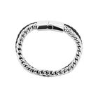 Pulsera De Piel Negra Con Acero En Color Plata Para Caballero