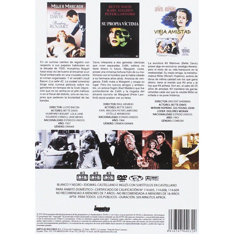 Pack De 3 Dvds Bette Davis: Mujer Marcada + Su ... image number null