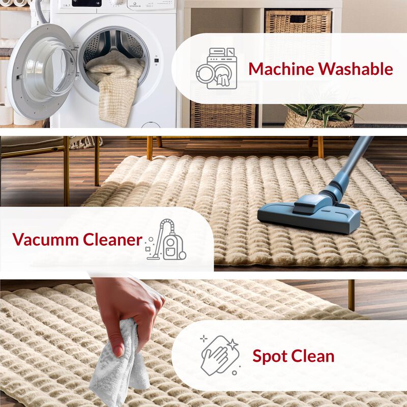 Alfombra Nuloom Jeni Beige De Cuadros Lavable 1... image number null
