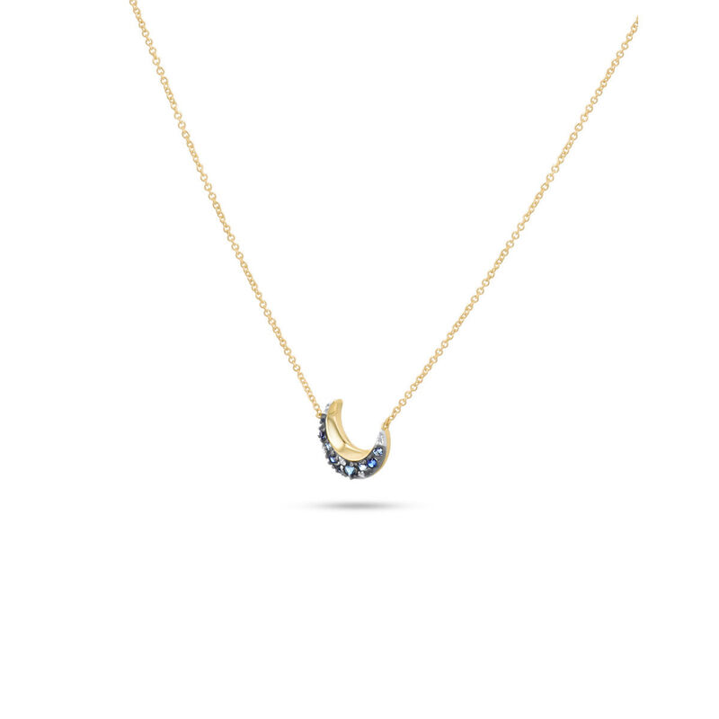 Gargantilla Luna Oro Amarillo 10k Zafiro Azul |... image number null