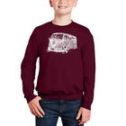 Sudadera De Cuello Redondo Word Art Para Ni&ntilde;o - Los 70 - Granate