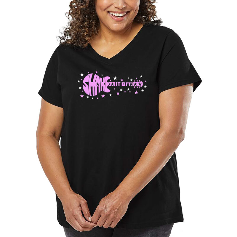 Camiseta De Talla Grande Cuello En V Word Art P... image number null