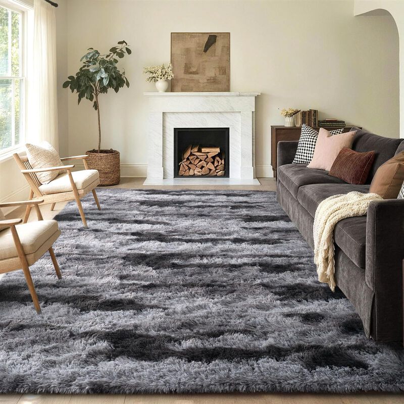 Alfombra Finr&eacute;c Home 140x183 Cm Tie‑dye Negro image number null