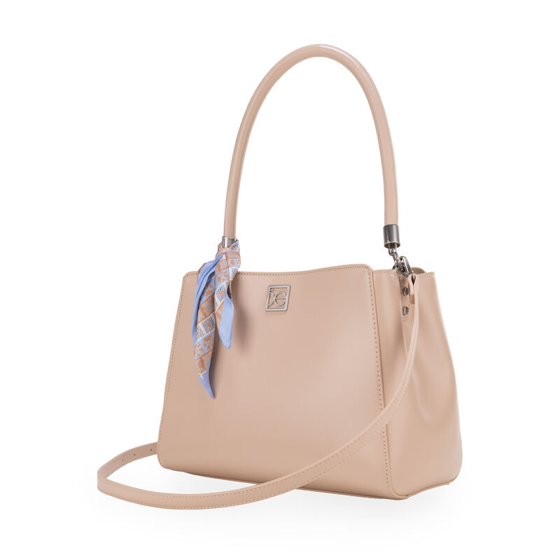 Bolsa Satchel Mediana Con Mascada Color Camel image number null