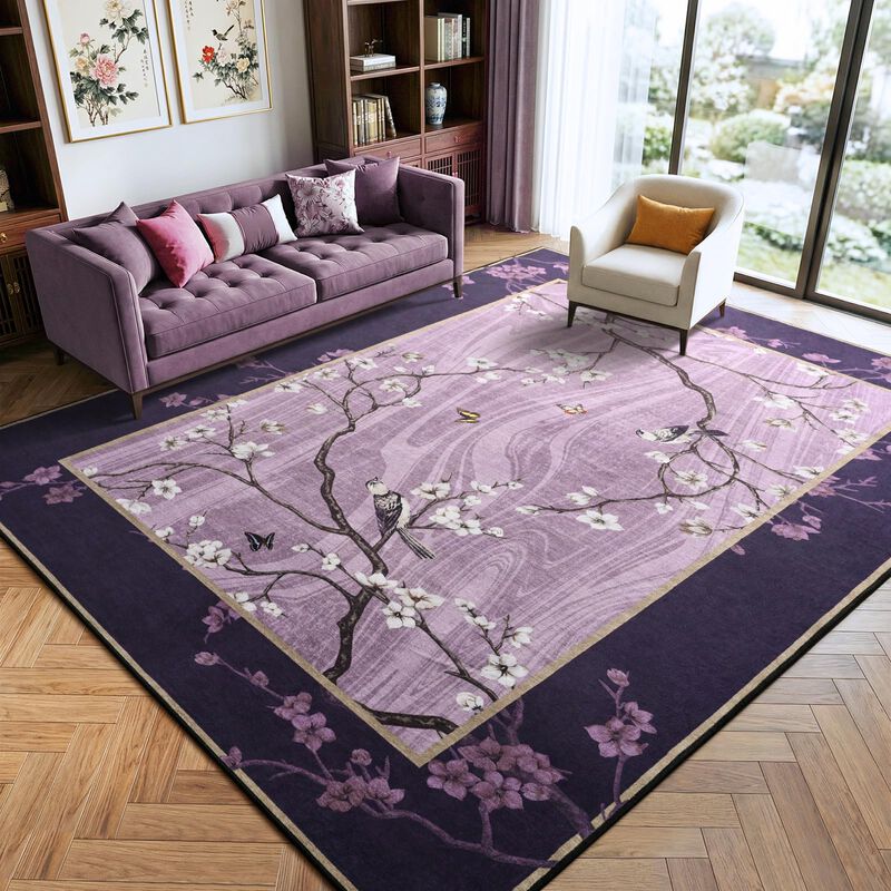 Alfombra Opreine 147x178 Cm Impresi&oacute;n Floral P&uacute;... image number null