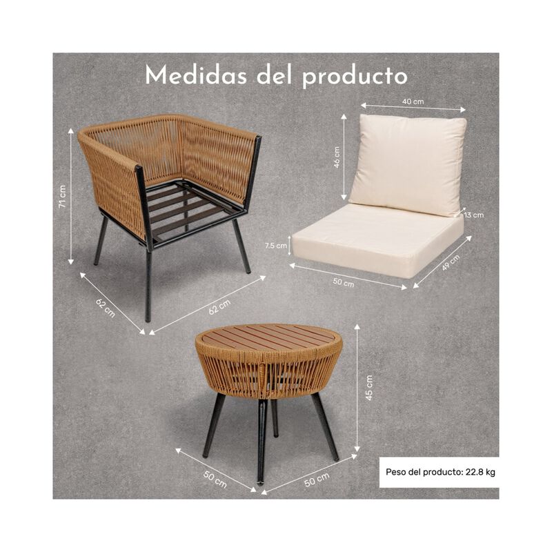 Set Jardin Exterior 2 Sillones Con Mesa Diseno ... image number null