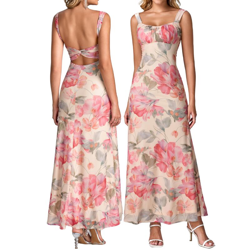 Vestido Midi Floral Parthea con Escote Cuadrado... image number null