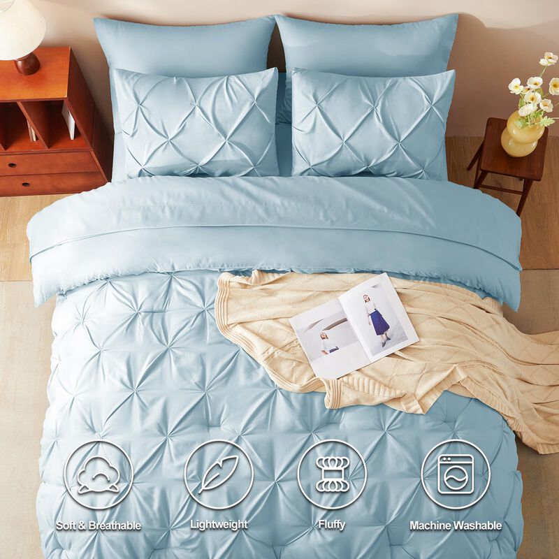 Juego De Edred&oacute;n Cozylux Blue Pintuck King Size... image number null