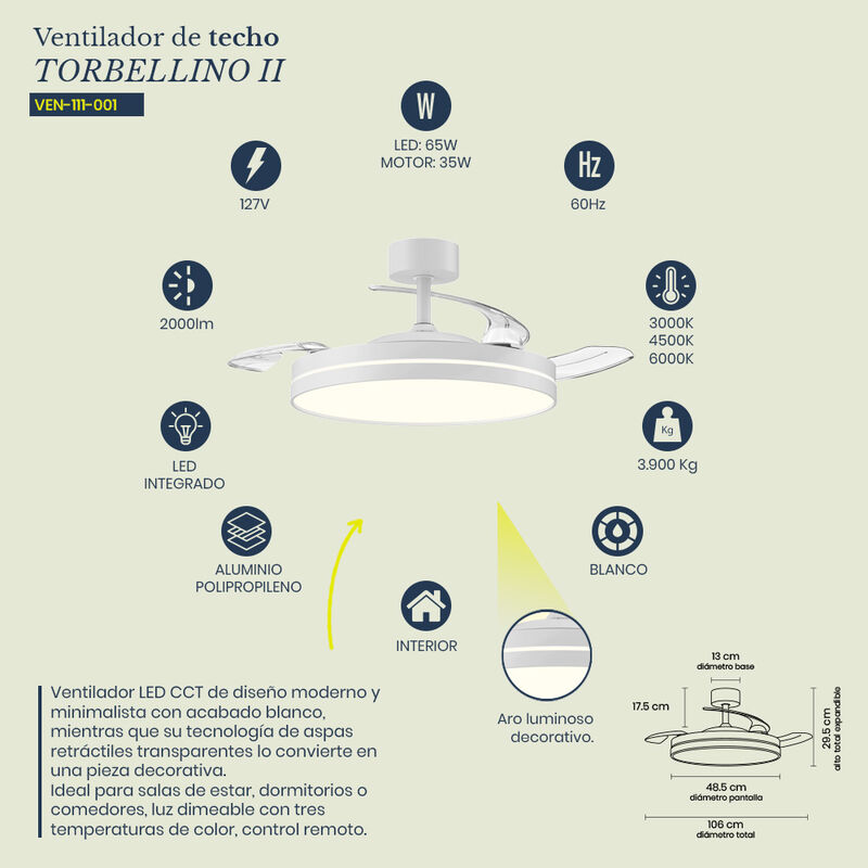 Ventilador de Techo MIL LUCES TORBELLINO II - A... image number null